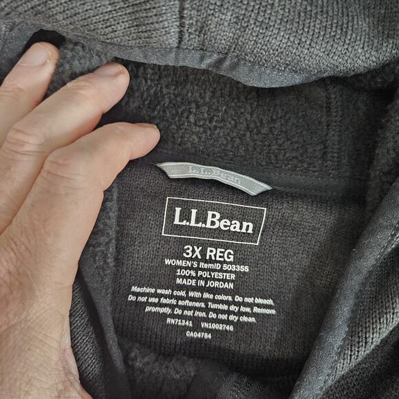 L.L.Bean Jacket Womens 3X Hooded Full Zip Charcoal Gray Sweater Fleece Hoodie - Picture 2 of 12